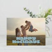 モダンはっきりしたレトロブルータイポグラフィ写真HAPPY シーズンカード (スタンド正面)