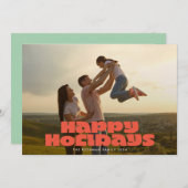モダンはっきりしたレトロレッドタイポグラフィ写真HAPPY シーズンカード (正面/裏面)