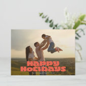 モダンはっきりしたレトロレッドタイポグラフィ写真HAPPY シーズンカード (スタンド正面)