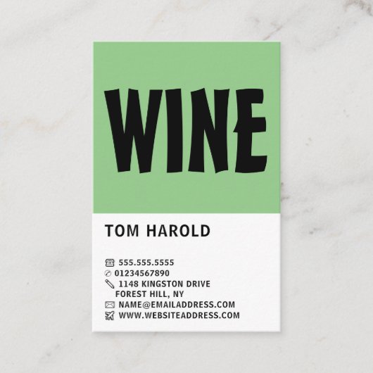 モダンはっきりしたワインバー/ワイナリー 名刺 (正面)