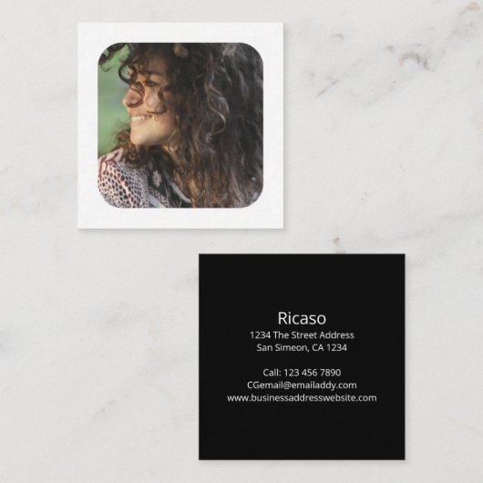 モダンはっきりした写パーソナライズされた真 スクエア名刺 (正面/裏面)