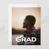 モダンはっきりした写ミニマル画卒業 案内ポストカード (正面/裏面)