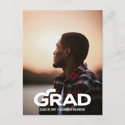 モダンはっきりした写ミニマル画卒業 案内ポストカード (正面)