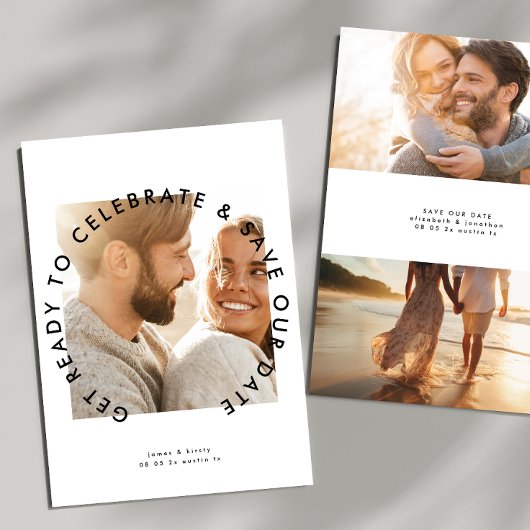 モダンはっきりした写真の準備を祝す セーブザデート