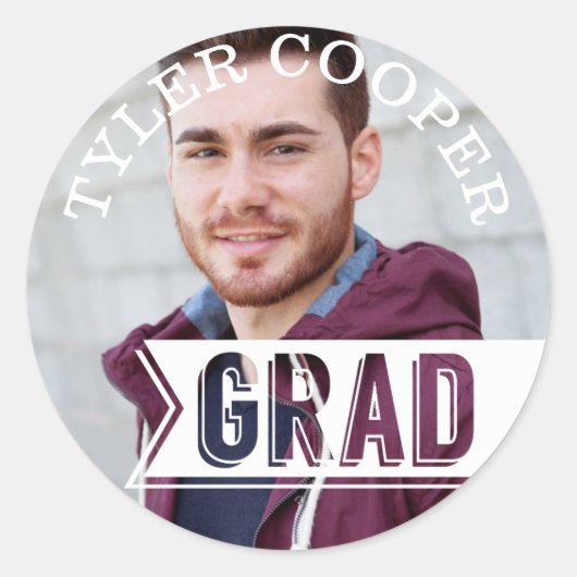 モダンはっきりした卒業級封筒用シール ラウンドシール (正面)