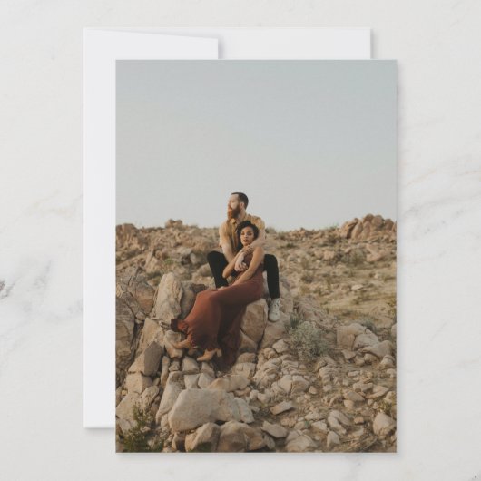 モダンはっきりした台本の写真結婚氏 招待状 (裏面)