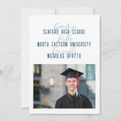 モダンはっきりした台本男子高校卒業 案内状 (正面)