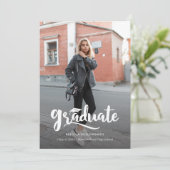 モダンはっきりした大学院写真卒業 案内状 (スタンド正面)
