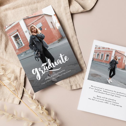 モダンはっきりした大学院写真卒業 案内状