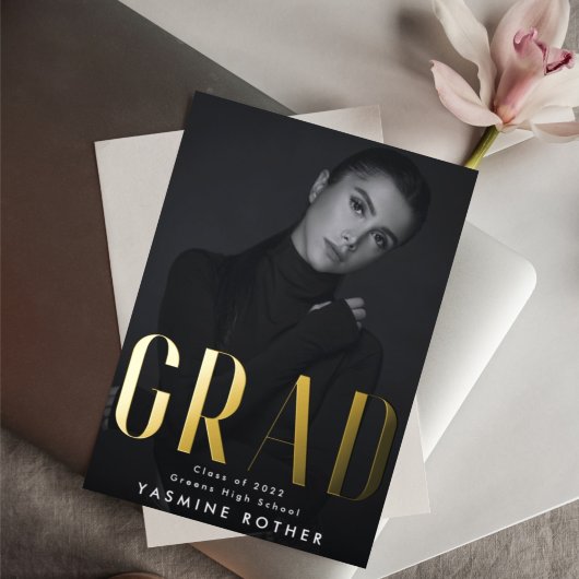 モダンはっきりした実在金フォイルGRAD写真発表 箔招待状