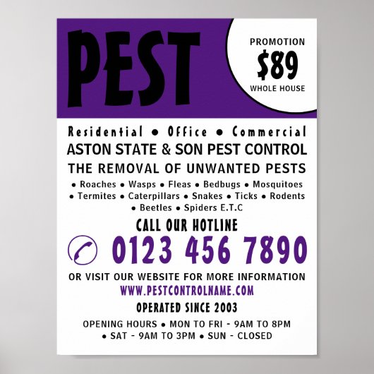 モダンはっきりした害虫駆除広告の ポスター (正面)