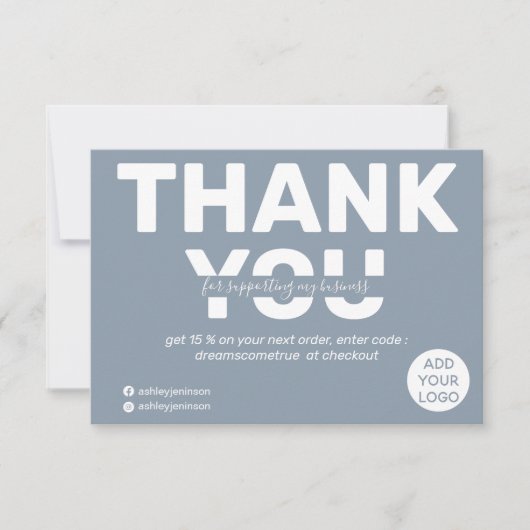 モダンはっきりした感謝してい雑色の青い サンキューカード (正面)