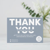 モダンはっきりした感謝してい雑色の青い サンキューカード (スタンド正面)