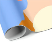 モダンはっきりした抽象芸術ブルーイエローピンクオレンジ ラッピングペーパー (ロールコーナー)