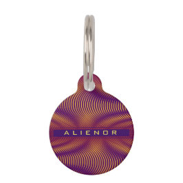 モダンはっきりした抽象芸術紫ユニークカスタムトリップ（幻覚体験）のような ペット　ネームタグ