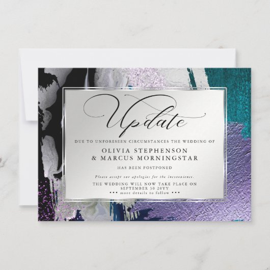 モダンはっきりした抽象芸術蘭アクア延期 招待状 (正面)