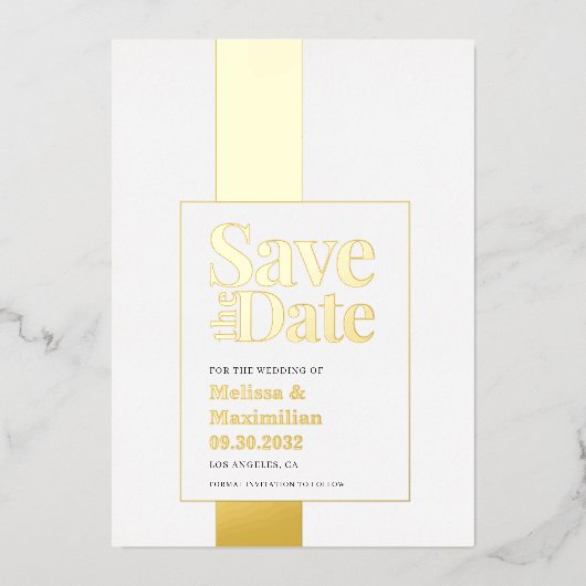 モダンはっきりした救招待状日フォイル 箔招待状 (正面)