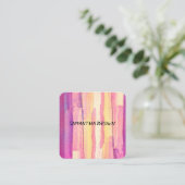 モダンはっきりした水ストライプ色カラフル抽象芸術 スクエア名刺 (スタンド正面)