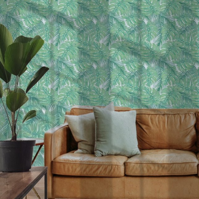 モダンはっきりした熱帯のヤシの葉パターン 壁紙 (Modern Bold Tropical Palm Leaf Pattern Wallpaper from Ricaso. Bring the out door feel to your space)