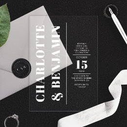 モダンはっきりした白結婚線 アクリル招待状