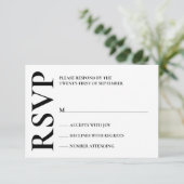 モダンはっきりした白結婚色 出欠カード (スタンド正面)