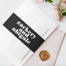 モダンはっきりした白結婚黒 招待状ベリーバンド