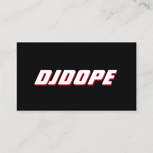 モダンはっきりした白黒とレッドタイポグラフィDJ 名刺 (正面)