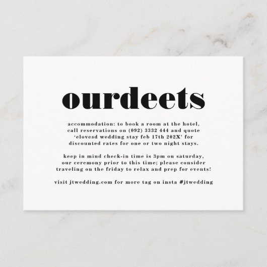 モダンはっきりした白黒の詳細詳細 エンクロージャーカード (正面)