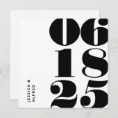 モダンはっきりした白黒ビッグ結婚デイト セーブザデート (正面/裏面)