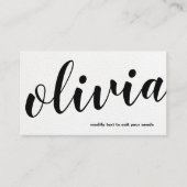 モダンはっきりした白黒レザースクリプト書 名刺 (正面)