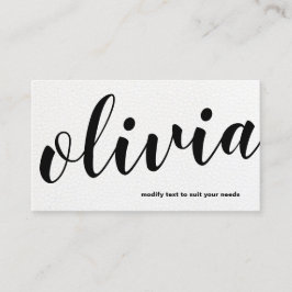 モダンはっきりした白黒レザースクリプト書 名刺