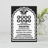 モダンはっきりした白黒波形アーチ写真卒業 招待状 (スタンド正面)
