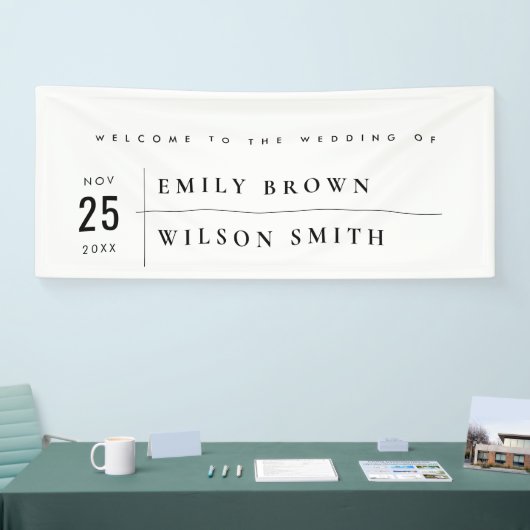 モダンはっきりした白黒結婚タイポグラフィ歓迎 横断幕 (トレードショー)