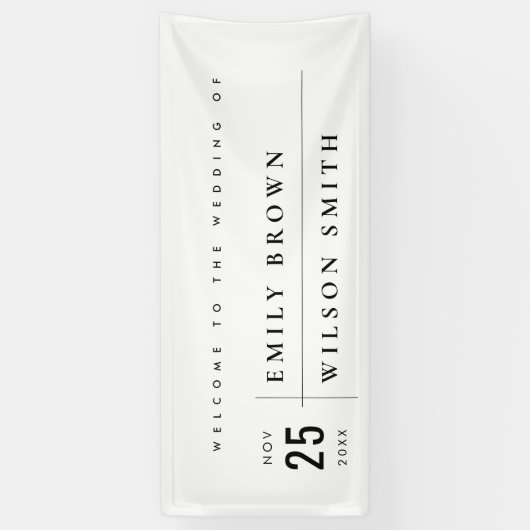 モダンはっきりした白黒結婚タイポグラフィ歓迎 横断幕 (縦)