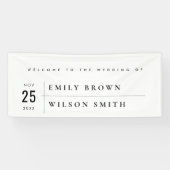 モダンはっきりした白黒結婚タイポグラフィ歓迎 横断幕 (横)