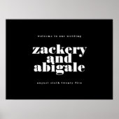 モダンはっきりした白黒結婚歓迎 ポスター (正面)