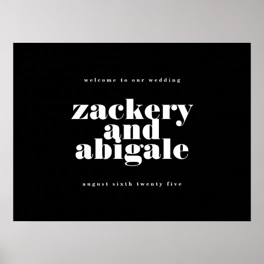 モダンはっきりした白黒結婚歓迎 ポスター (正面)