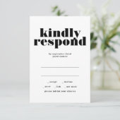 モダンはっきりした白黒結婚 出欠カード (スタンド正面)