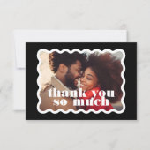 モダンはっきりした白黒縁ど写真 サンキューカード (正面)