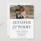 モダンはっきりした秋白黒結婚写真 招待状 (正面)