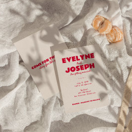 モダンはっきりした結婚カラフルファンキーユニークレトロ 招待状