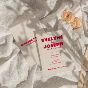 モダンはっきりした結婚カラフルファンキーユニークレトロ 招待状