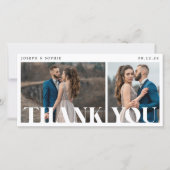 モダンはっきりした結婚タイポグラフィ2枚 サンキューカード (正面)