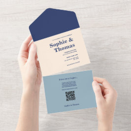 モダンはっきりした結婚タイポグラフィ オールインワン招待状