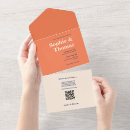 モダンはっきりした結婚タイポグラフィ オールインワン招待状