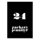 モダンはっきりした結婚白黒 テーブルナンバー (裏面)