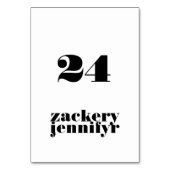 モダンはっきりした結婚白黒 テーブルナンバー (正面)