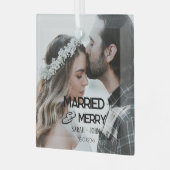 モダンはっきりした結婚結婚したメリーの写真 ガラスオーナメント (正面左)