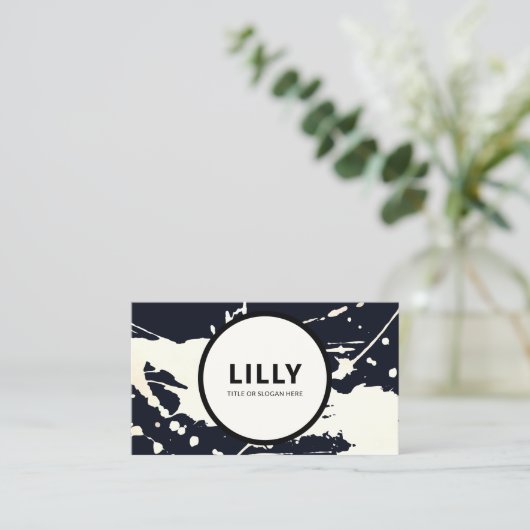 モダンはっきりした絵を描抽象芸術（ばちゃばちゃ）跳ねる 名刺 (スタンド正面)