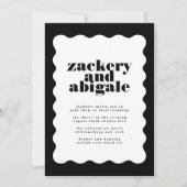 モダンはっきりした縁ど白黒結婚の 招待状 (正面)